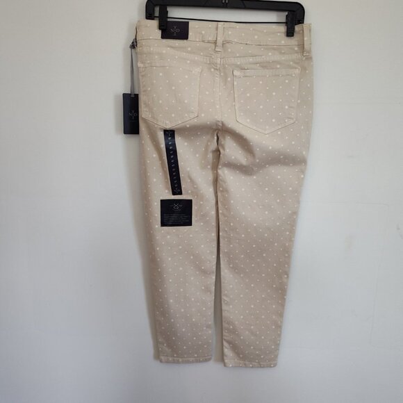 Ladies Petite SZ 4P NYDJ Beige Polka-Dot Ankle Pant - Picture 2 of 6